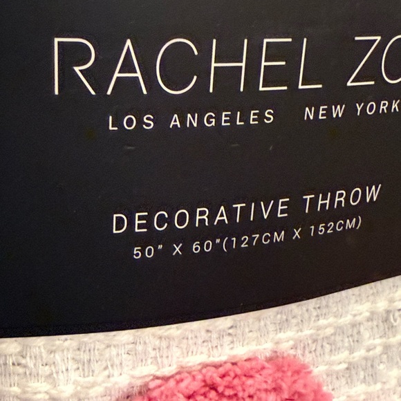 Rachel Zoe White Blanket with Pink and Purple Accents-NWT! Very cozy! - Picture 9 of 11